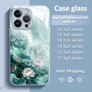 Ốp điện thoại hình hoa sen và cỏ ba lá đẹp cho iPhone 15 Pro Max ốp điện thoại mới phù hợp cho iPhon