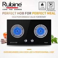 KitchenZ Rubine Built-in Hob  Gas Stove Hob Tempered Glass 3 Burner - RGH-VISTA2B-BL