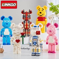 Assembled Toy le Linkgo Bearbrick bear Model 19cm Cute 3D bear brick Display Model