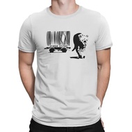 Tiger Print T-Shirt With Barcode For Men Gypsy Artist Graffiti Pattern Pure Cotton Round Neck Short 