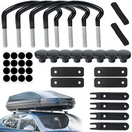 【Worldwide Delivery】 4pcs Roof Box U-Bolt Clamps Metal Roof Cargo Carrier Rack Bolts Internal Width Car Van Mounting Fitting Kit Nuts