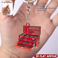 [Big orange] 6Pcs 2D Flat Toolbox Theme Acrylic Keychain Charm Mini Bag Pendant Novelty Gifts For Ad