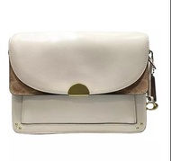 Coach 蔻馳 皮革手袋DREAMER SHOULDER BAG 白色拼啡色 鏈條帶皮革肩带 有塵袋 大地色系拼啡色側揹配肩‎带两‎条‎是鏈條和一‎条皮‎肩带
