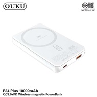 SYพาวเวอร์แบงค์ชาร์เร็ว OUKU P24 PLUS 10000mAh ชาร์จไร้สายแบบเเม่เหล็ก Smart watch พร้อมขาตั้งชาร์จ