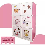 Portable plastic wardrobe with 6 doors, multifunctional doraemon character