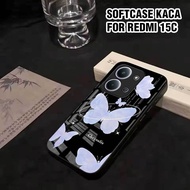 Xiaomi Redmi 15C Glass Softcase - Latest REDMI 15C HP Case [TK60] RED Casing - Cool Aesthetic Motif 