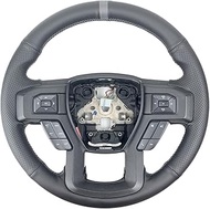 Black Side Perforated Leather Grey Marker Steering Wheel Protector Cover Hand-Stitch on Wrap Fit for
