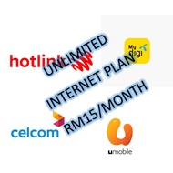 UNLIMITED INTERNET PLAN RM15/MONTH