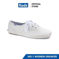 [2024 LATEST]KEDS WH45750 CHAMPION CORE LEATHER WHITE Women's sneakers lace-up leather white hot sale