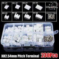 CAMELLI 230Pcs 2.54mm Pitch Terminal, Housing Kit XH2.54 Pin Connector, 4 Value Male And Female 2p 3