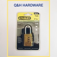 STANLEY S826-983 Solid Brass 3 Digit Combination Travel Padlock 30mm