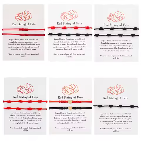 Lucky Red String Bracelet for Couple Good Luck Amulet Rope 7 Knots Braided Wristband Handmade Jewelr