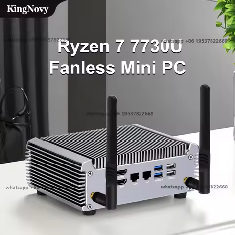 7730U/5825U Fanless Mini PC, 2x4K Dual HD MI/WiFi6/BT 2x2.5G LAN, Windows 11 Pro, Firewall/Gaming Co