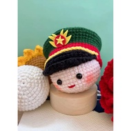 Handmade Army Bear Wool Keychain