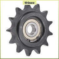 THISEPH Chain Idler Sprocket, 10mm Bore 1/2" Pitch C45 Carbon Steel Convex Idler Gear, Durable 13 To