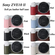 ZVE10M2 PU Leather Casing ZVE10 II Camera Case Half Body Cover with Strap for Sony ZVE10 II ZVE10 Ma