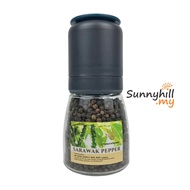80g Sarawak Black Pepper with Grinder Adjustable Ceramic Core with Glass Bottle / Pengisar Lada Hita