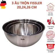 FISSLER FL401 mixing bowl, FISSLER mixing bowl 20cm, 24cm, 28cm, set of 3 304 stainless steel mixing