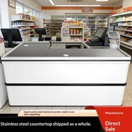 【Durable&Heavy-duty】 Supermarket Cashier Stainless Steel Cashier Counter