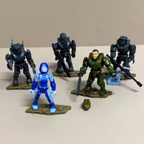 5pcs Mega Construx Infinite Fleetcom Warthog Set Master Chief John-117 Spartan Vannak-134 Riz-028 Co