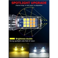 SCH 2Pcs Dual color car LED fog light H11 LED bulb H3 H7 H8 HB4 car fog light yellow light+white lig