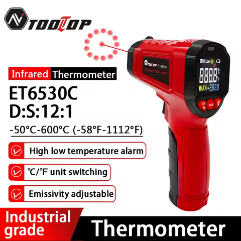 TOOLTOP ET6530B/ET6530C Digital Infrared Thermometer - 50~600℃ Handheld Laser Thermometer Non-Contac