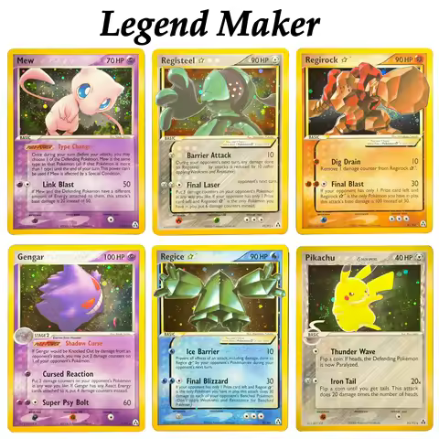 PTCG Legend Maker Gold Star UR Cosmos Holo Mew Pikachu Regice Regirock Registeel Flygon Proxy PKM Co