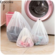 ECOCOKU Clothes Socks Nylon Large Mesh Net Washing Bag Washing Machine Used Drawstring Laundry Bags