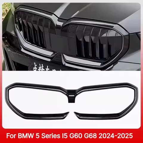 Car Front Bumper Grille Mesh Frame for BMW 5 Series I5 G60 G68 2024-2025 black Front Grill Frame Cov