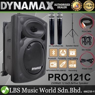 Dynamax PRO121C 250Watt 12 Inch Bluetooth Active Portable PA System Active Speaker with 2 Handheld Microphone