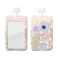 LinaBell ID Badge Holder with Lanyard, Hard Plastic Key Card Work Badge Sleeve for Office, School, F