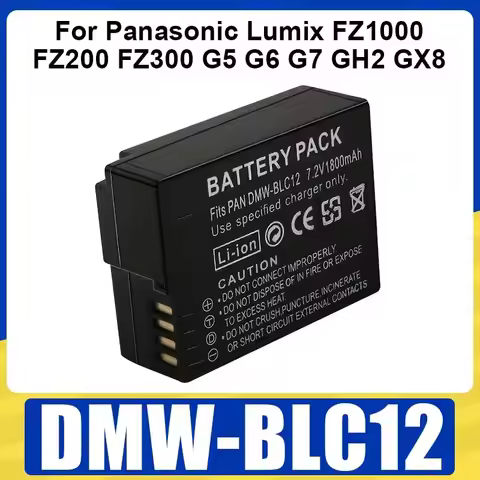 DMW-BLC12 BLC12E Battery 1800mAh Rechargeable Batteries for Panasonic Lumix FZ1000 FZ200 FZ300 G5 G6