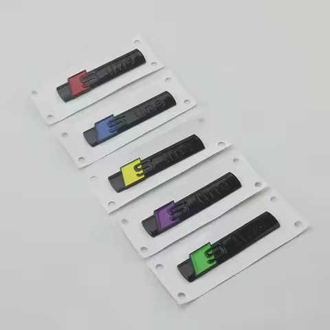 AAD 2Pcs Audi 3D ABS Chrome Black Sline Logo SLine Emblem Car Fender Badge A3 A4 A5 A6 A7 Q2 Q5 Q7 Q
