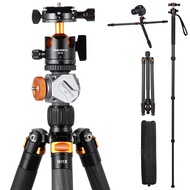 Carbon Fiber Camera Tripod: 67" Professional DSLR Tripod with Dual Panoramic Ballhead Cold Shoe Exte