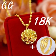 Philippines Ready Stock pure 18k saudi gold necklace pawnable original Choker Necklace for Women petal pendant necklace Gold Thick Gold Water Wave Chain and Pendant Gold Necklace buy 1 take 1 free promise ring jewelry set for women on sale