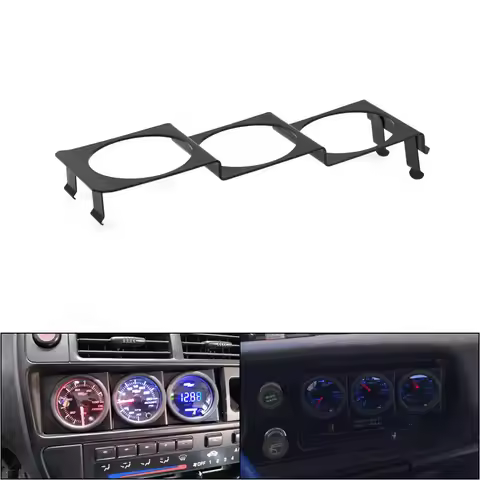 52mm 3 Hole Single DIN Radio Slot Pod Triple Gauge Meter Panel Mount Black