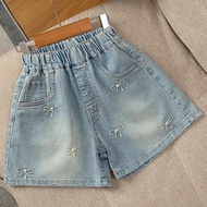 [Taiwan Shipment] Girls Shorts Children Denim Shorts Summer Shorts New Shorts Medium Large Children 