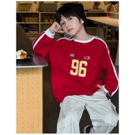 RED T-SHIRT WITH WHITE STRIPES, NO. 96 Ivory YELLOW, SOFT MIN, STYLISH FALL-Winter WEAR FOR BOYS AND