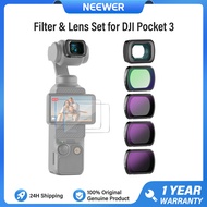 NEEWER ชุดฟิลเตอร์ ND และเลนส์สำหรับ DJI Pocket 3 ND16+ND64+ND256+เลนส์กระจายแสงสีดำ 1/4 นิ้ว+เลนส์ม