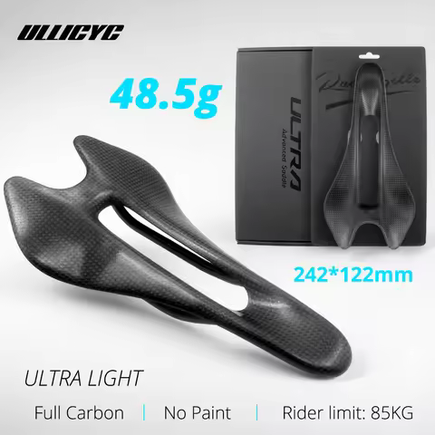 ULLICYC BIKE Ultra light 48.5g Raw 3K Weave Full Carbon Saddle 242*122(mm) Cushion for Road MTB Grav