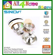 SINOR Stainless Heavy Duty Kitchen Sink Waste Drain c/w Cover SD-438-63