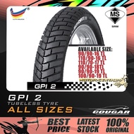 TAYAR MOTORSIKAL COUGAR GPI2 TUBELESS TYRE 90/90-16, 110/90-16, 110/70-17, 90/90-18, 90/90-19, 100/9