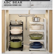 【SG】Adjustable Pot Rack Pot Organiser Under Sink Kitchen Sink Organiser Kitchen Rack Steel Pot Holde