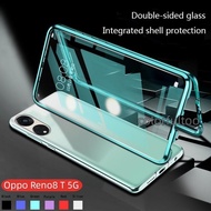 Oppo Reno 8T 5G Phone Case For Oppo Reno8 T 5G 8 T Reno8T 4G Flip Cover Metal Magnetic Double Sided Tempered Glass Mobile Casing Shockproof Hard Back CoverS