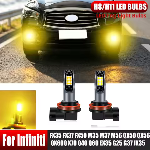 2pcs H11/H8 Canbus LED Fog Light Blubs 12V For Infiniti FX35 FX37 FX50 M35 M37 M56 QX50 QX56 QX60 QX