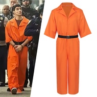 Luigi American Prison Uniform Cosplay Costume | Orange Halloween Outfit