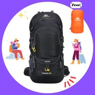 60L Large Backpack Hiking Camping Outdoor Travel Sports Bag Duffel Beg Reflective Strips Free Rain