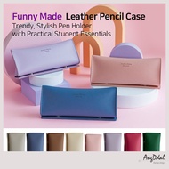 [Funny Made] Leather Pencil Case for High School, College, Middle School Students - Trendy, Stylish 