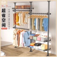 Ceiling drying clothes rack floor household hanging clothes rack free punching retractable drying rod balcony drying clothes rack