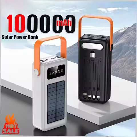 150000mAh Solar Panel Power Bank Fast charging Power Station with Four Wire External Battery Pack wi
